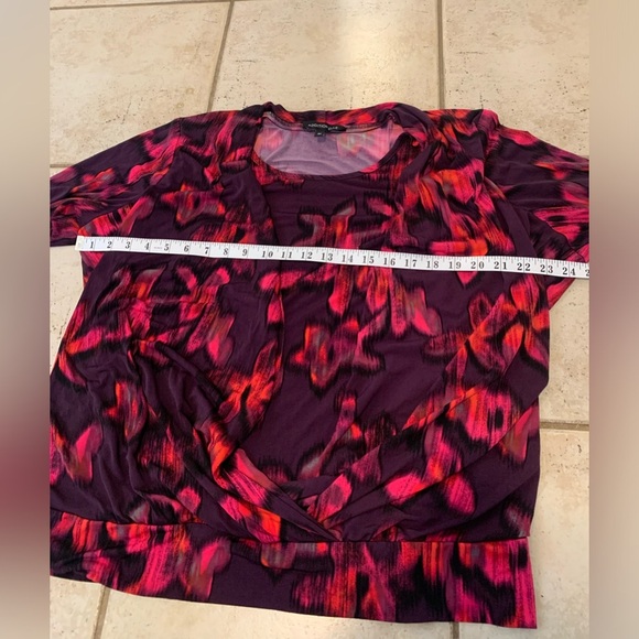 Addition Elle 3X Purple & Pink Abstract Print Long Sleeve Top - Picture 7 of 7